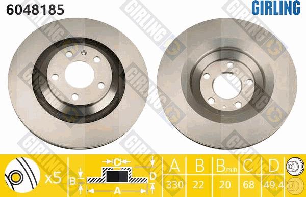 Girling 6048185 - Brake Disc autospares.lv