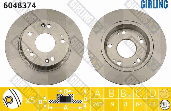 Girling 6048374 - Brake Disc autospares.lv