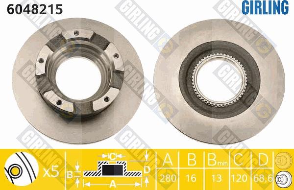 Girling 6048215 - Brake Disc autospares.lv