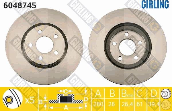 Girling 6048745 - Brake Disc autospares.lv