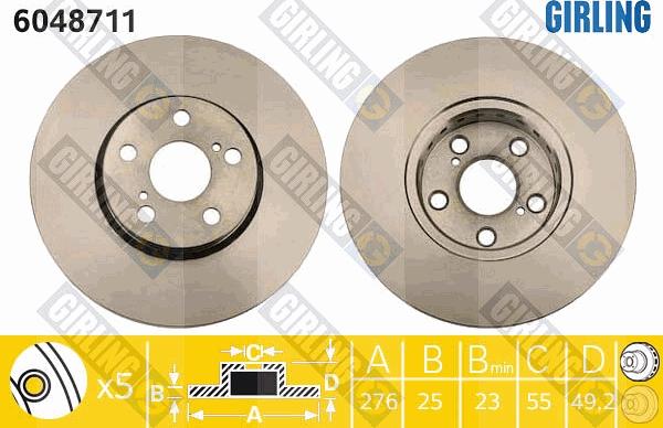 Girling 6048711 - Brake Disc autospares.lv