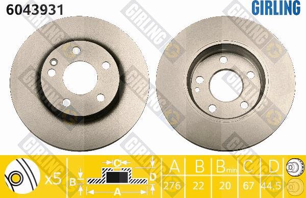 Girling 6043931 - Brake Disc autospares.lv