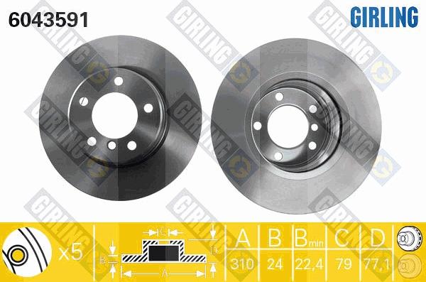 Girling 6043591 - Brake Disc autospares.lv