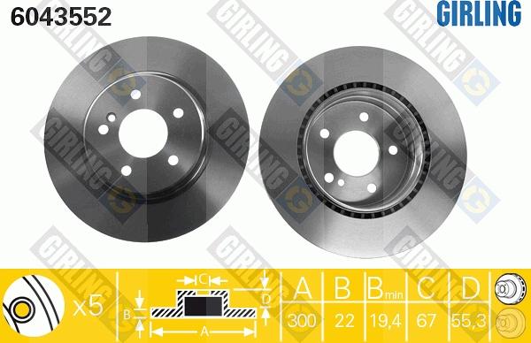 Girling 6043552 - Brake Disc autospares.lv