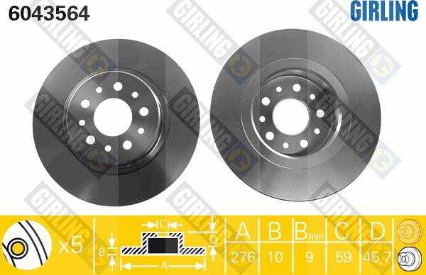 Girling 6043564 - Brake Disc autospares.lv