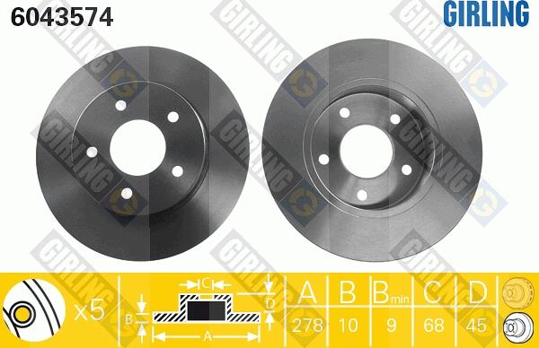 Girling 6043574 - Brake Disc autospares.lv