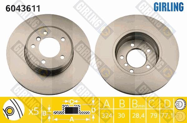 Girling 6043611 - Brake Disc autospares.lv