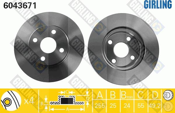 Girling 6043671 - Brake Disc autospares.lv