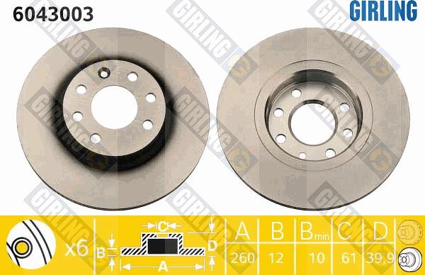 Girling 6043003 - Brake Disc autospares.lv