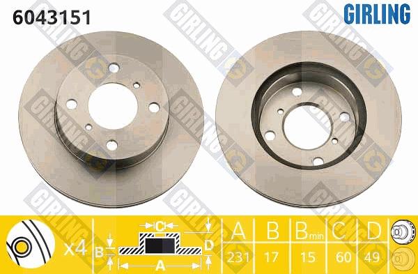 Girling 6043151 - Brake Disc autospares.lv