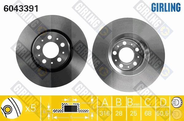 Girling 6043391 - Brake Disc autospares.lv