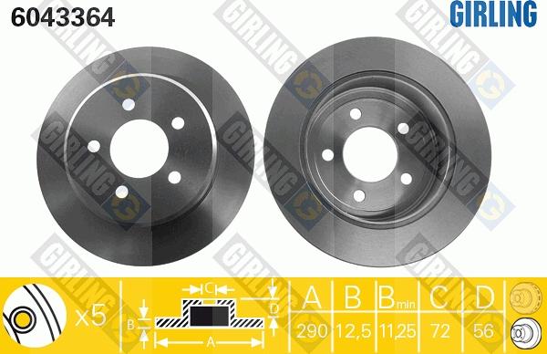 Girling 6043364 - Brake Disc autospares.lv