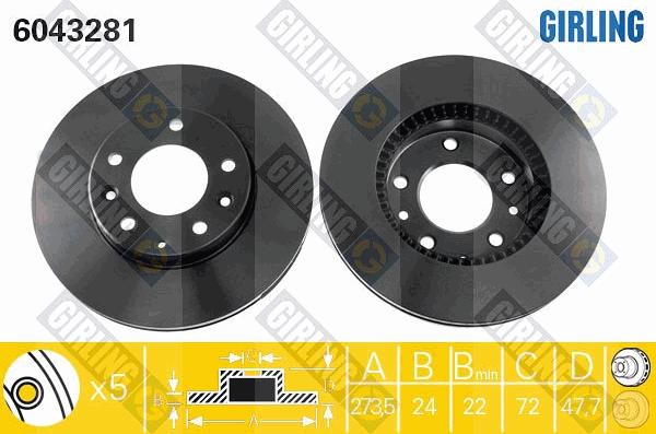 Girling 6043281 - Brake Disc autospares.lv