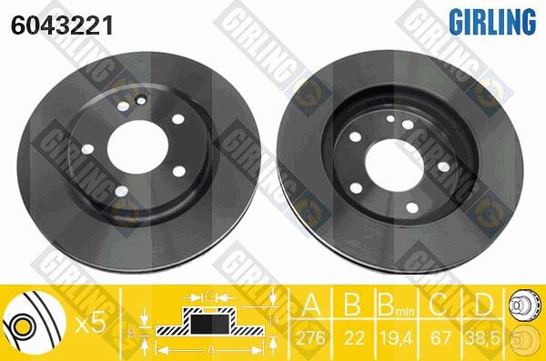 Girling 6043221 - Brake Disc autospares.lv