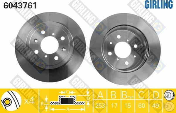 Girling 6043761 - Brake Disc autospares.lv