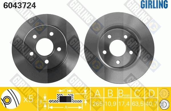 Girling 6043724 - Brake Disc autospares.lv