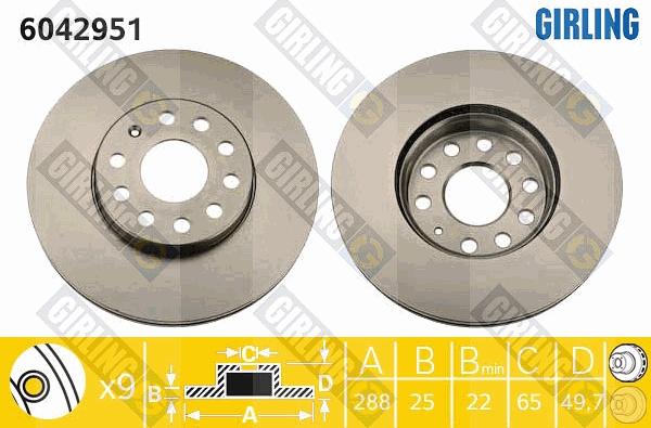 Girling 6042951 - Brake Disc autospares.lv