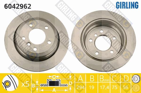 Girling 6042962 - Brake Disc autospares.lv