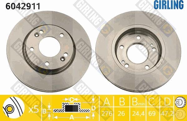 Girling 6042911 - Brake Disc autospares.lv