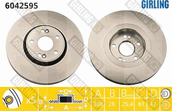 Girling 6042595 - Brake Disc autospares.lv