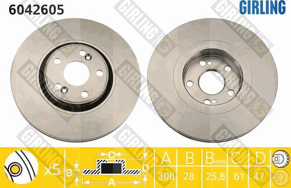 Girling 6042605 - Brake Disc autospares.lv