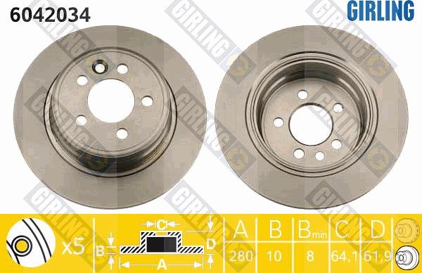 Girling 6042034 - Brake Disc autospares.lv