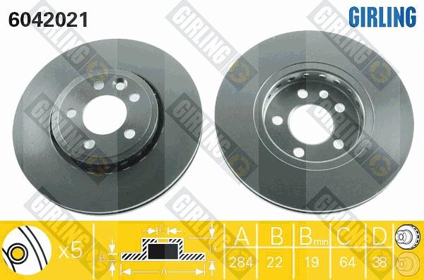 Girling 6042021 - Brake Disc autospares.lv