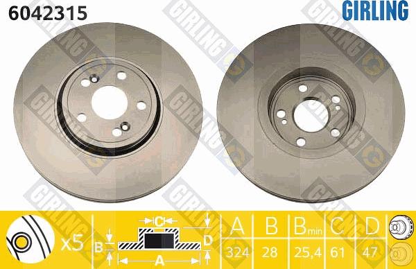 Girling 6042315 - Brake Disc autospares.lv