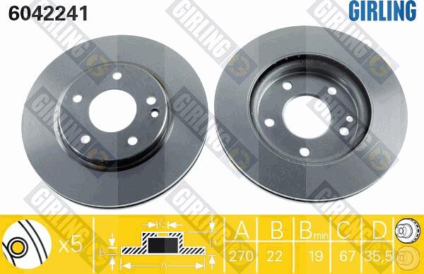 Girling 6042241 - Brake Disc autospares.lv