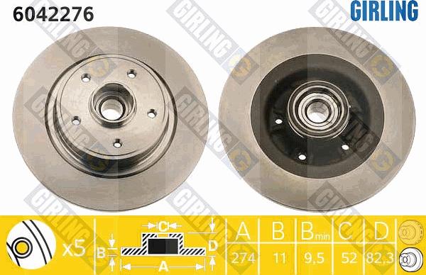 Girling 6042276 - Brake Disc autospares.lv