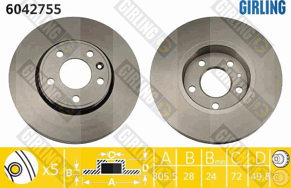 Girling 6042755 - Brake Disc autospares.lv