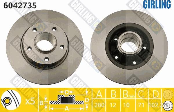 Girling 6042735 - Brake Disc autospares.lv