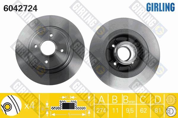 Girling 6042724 - Brake Disc autospares.lv