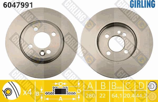 Girling 6047991 - Brake Disc autospares.lv