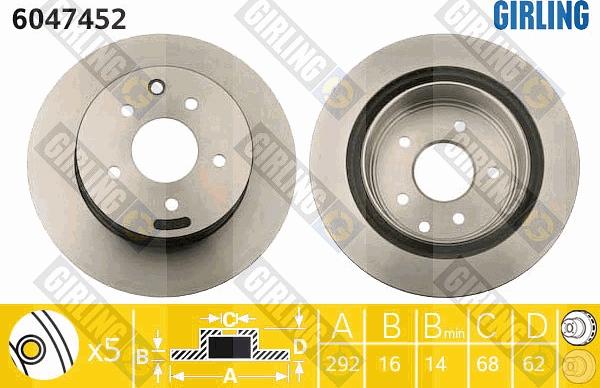 Girling 6047452 - Brake Disc autospares.lv