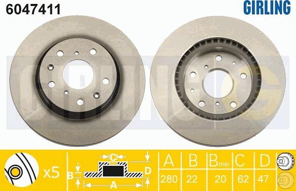 Girling 6047411 - Brake Disc autospares.lv