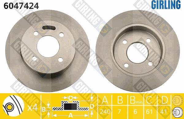 Girling 6047424 - Brake Disc autospares.lv