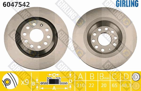 Girling 6047542 - Brake Disc autospares.lv