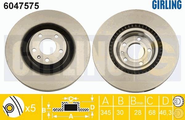 Girling 6047575 - Brake Disc autospares.lv