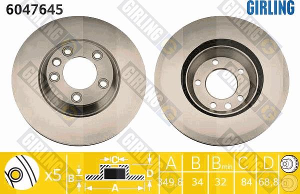 Girling 6047645 - Brake Disc autospares.lv