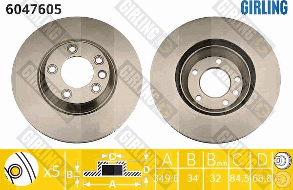 Girling 6047605 - Brake Disc autospares.lv