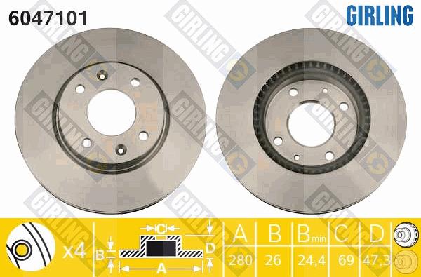 Girling 6047101 - Brake Disc autospares.lv