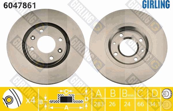 Girling 6047861 - Brake Disc autospares.lv