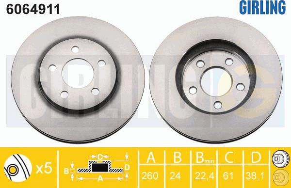 Girling 6064911 - Brake Disc autospares.lv