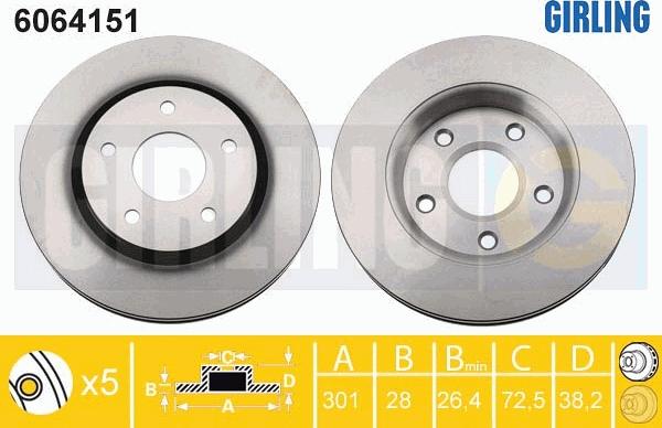 Girling 6064151 - Brake Disc autospares.lv