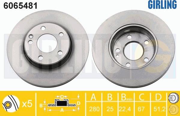 Girling 6065481 - Brake Disc autospares.lv