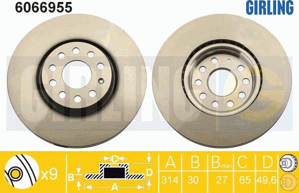 Girling 6066955 - Brake Disc autospares.lv