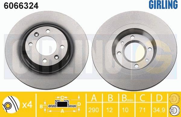 Girling 6066324 - Brake Disc autospares.lv