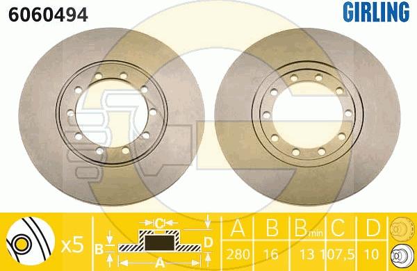 Girling 6060494 - Brake Disc autospares.lv