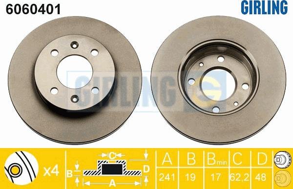 Girling 6060401 - Brake Disc autospares.lv